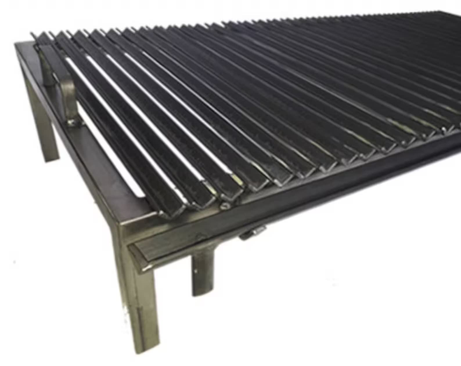 Premium Argentine Grill – Griglia in ferro angolare a V con manici e padella di scarico, griglia in ferro, resistente, barbecue (28 x 61 cm)