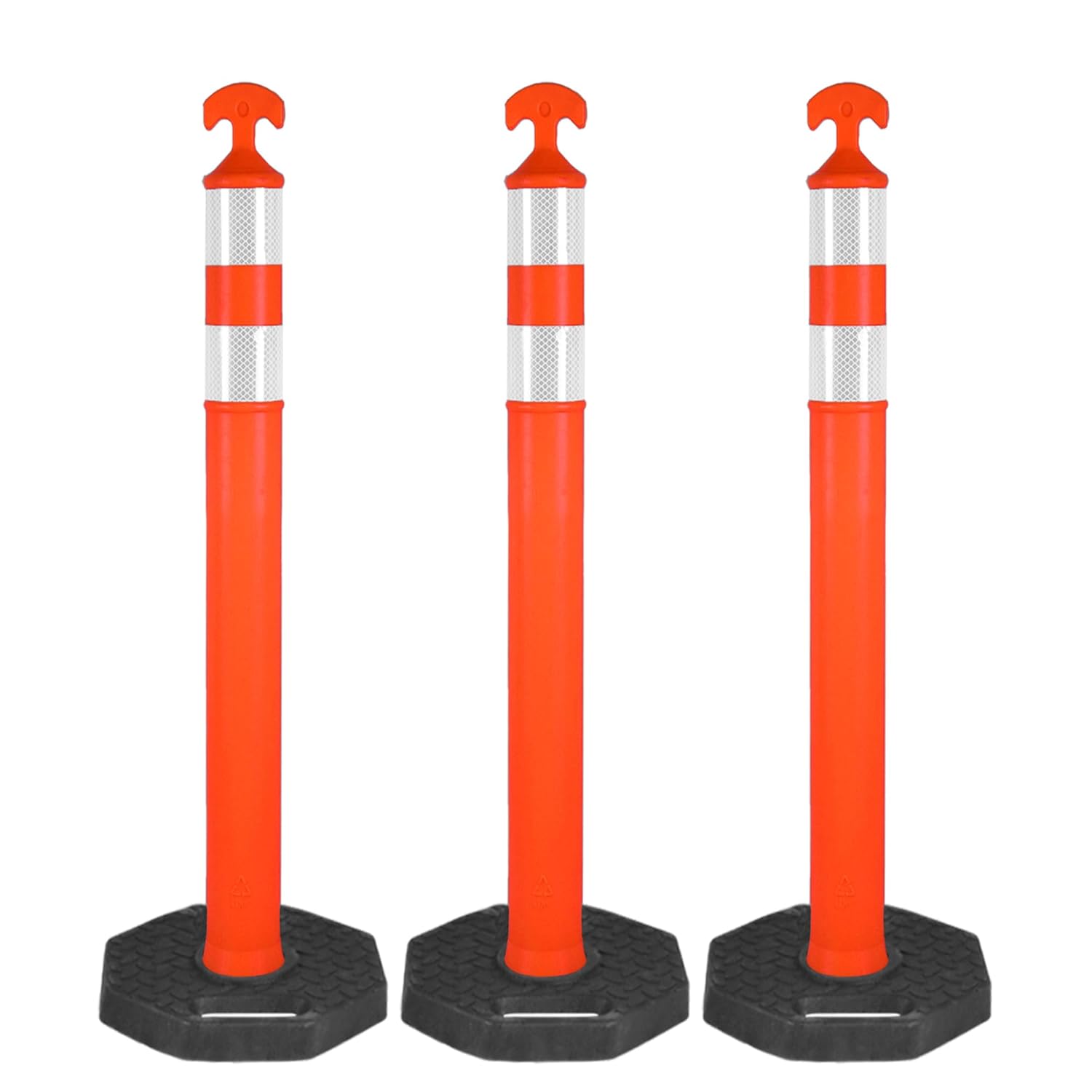 42″ Site visitors Delineator Posts 3 Pack, Security Cones with Reflective Collars and Heavy Responsibility Rubber Base for Highway Security, Parking Tons and Development Zones