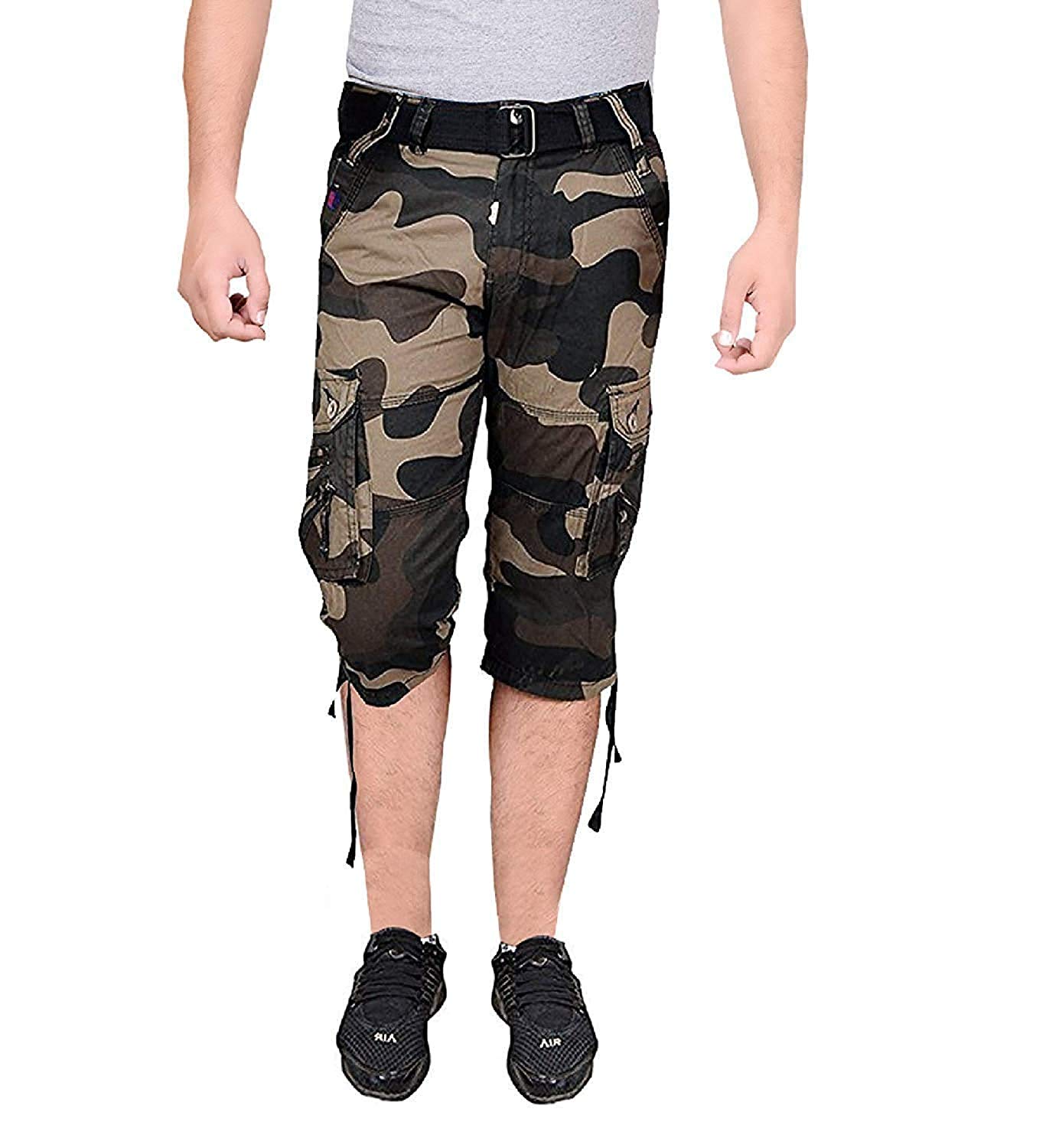krystle Men's 6 Pocket Cotton Army 3/4th Shorts (DBLK Camouflage)-picture-40