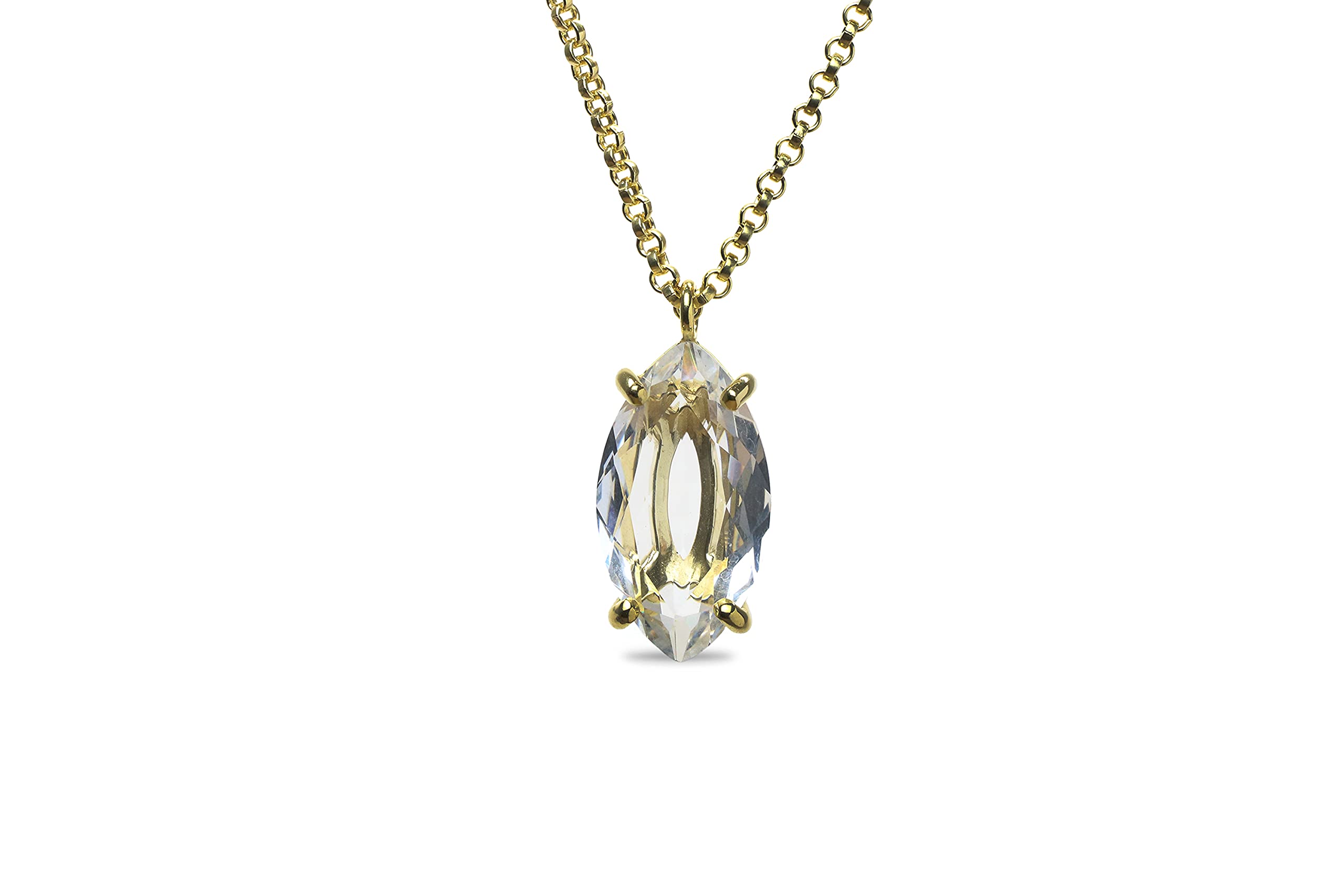 Collier de Quartz Clair et pendentif or 14k, le cadeau de naissance idéal - 8