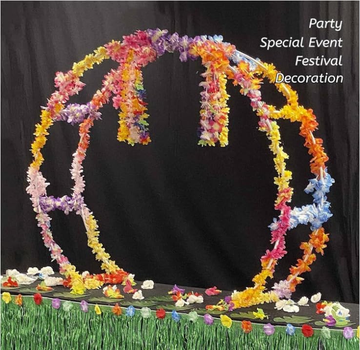 Heavy Duty Metal Wedding Arch Round Rose Garden Arbor Archway with Bases Anti-Rust Circle Background Party Decoration Moon Gate(Size:2.4x2.8m,Color:Yellow)