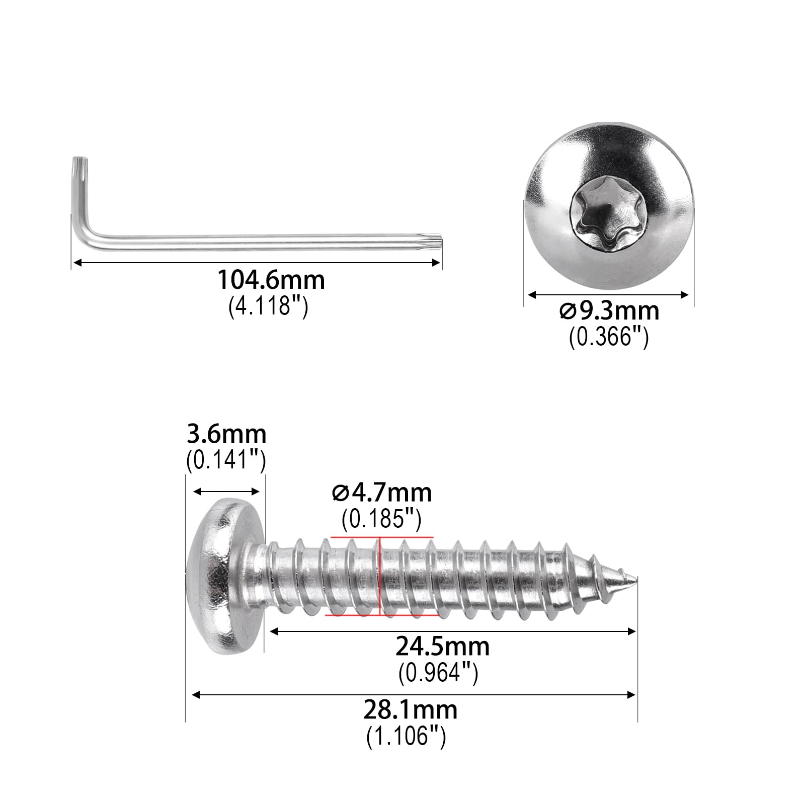 #10x1 Torx Pan Head Lamiera Tek Viti 50pcs HS/ZGLS-19
