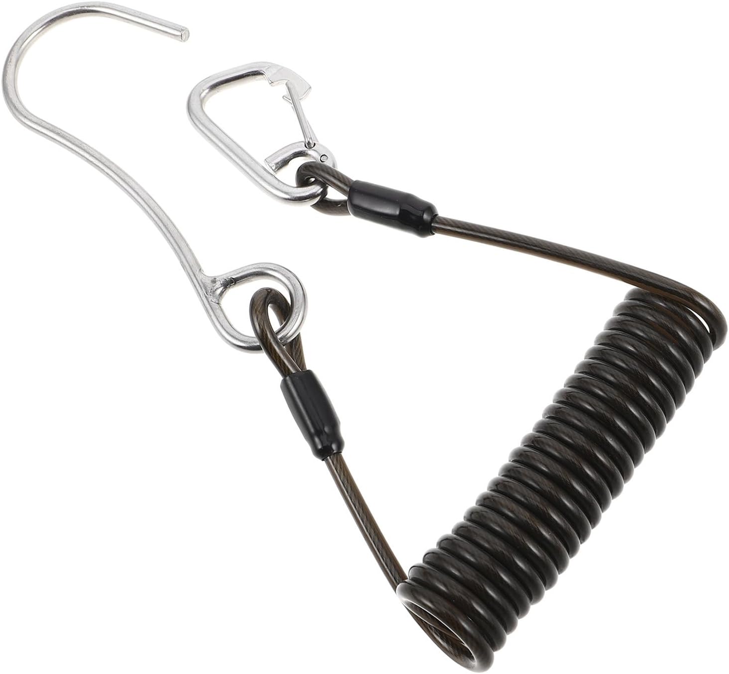 BESTonZON Heavy Duty Stainless Metal Diving Hook with Telescopic Spring Rope and D Ring Carabiner, Sturdy Scuba Diving Safety Equipment for Stable Positioning in Strong Currents