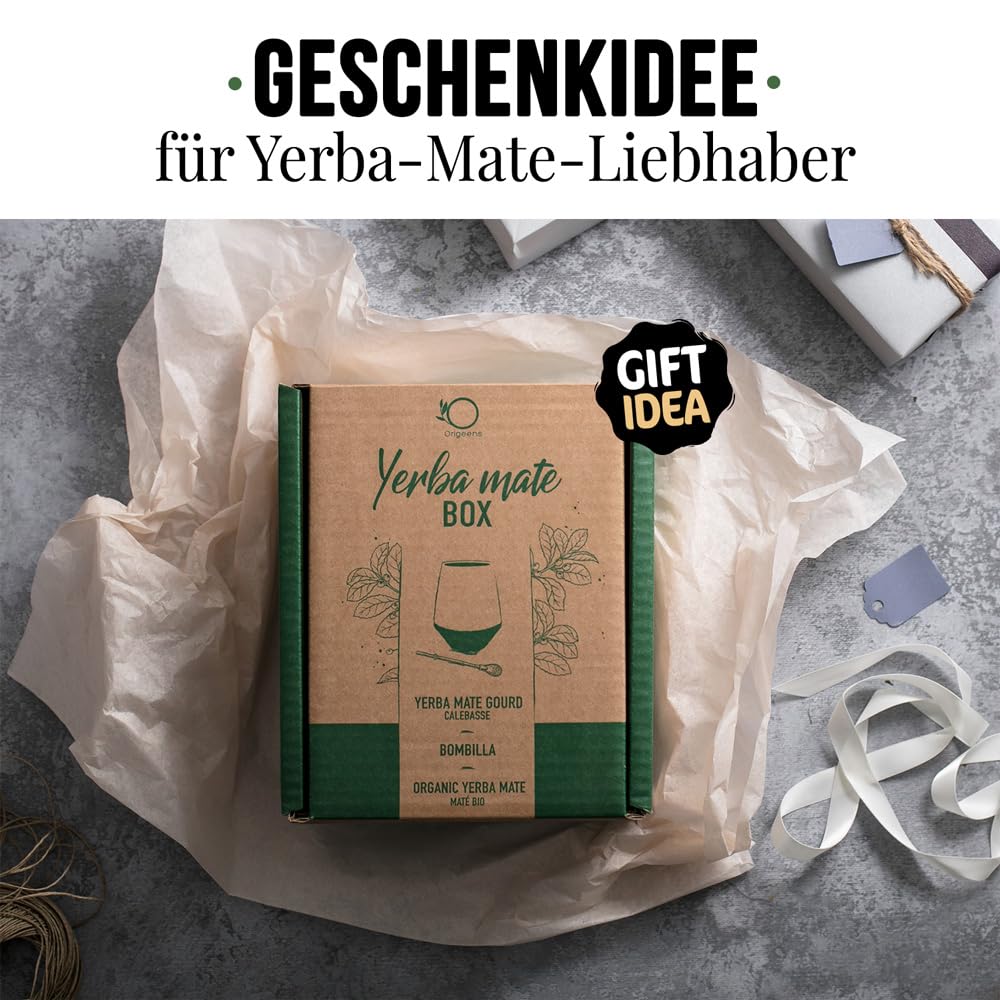 ORIGEENS MATE BECHER - Mate Tee Set mit Mate-Tee Becher (Portugal), Bombilla, Bio Yerba Mate - Originelles Geschenkset für die traditionelle Zubereitung von Mate