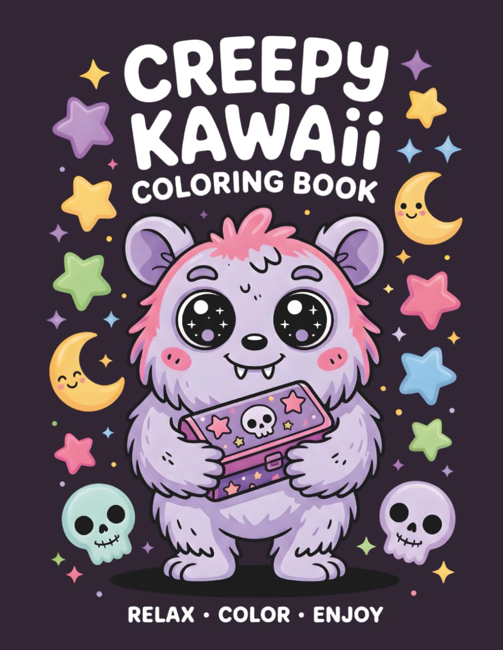 Creepy Kawaii Coloring Book: Adorably Spooky Cute Characters for Relaxation, Stress Relief & Fun Coloring