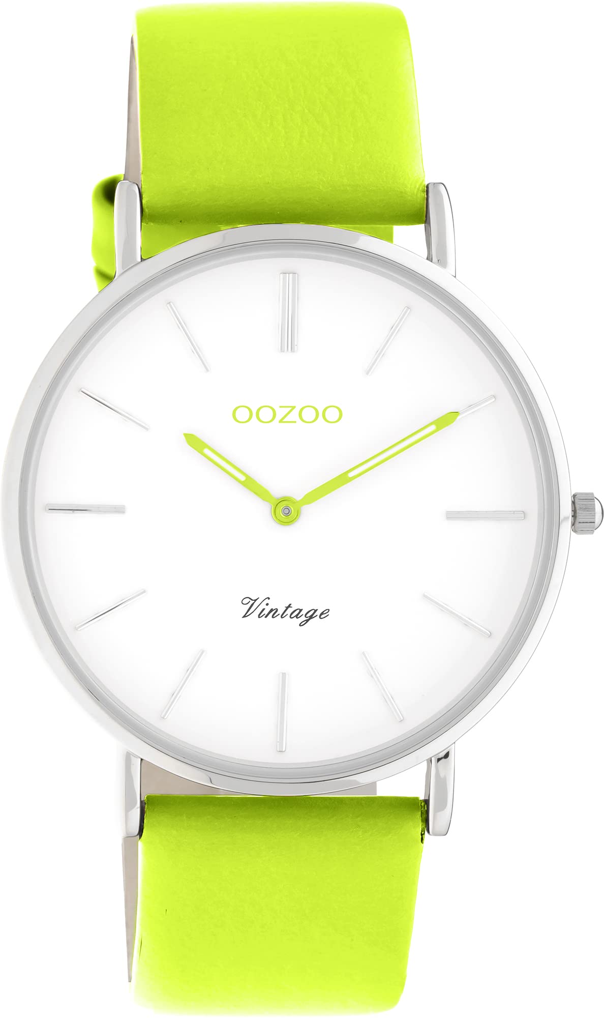 Oozoo Orologio da uomo vintage – Orologio da polso da uomo con cinturino in pelle da 20 mm – analogico da uomo rotondo – adatto anche come orologio da donna, giallo/verde, ohne, cinghie