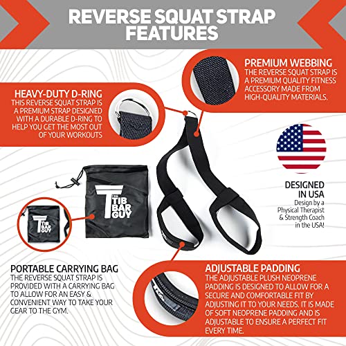 Reverse Squat Strap - Perfect For Knees Over Toes Training - Premium Quality - Carrying Bag Included - Elite Hip Flexor Training Equipment - Perform Hip Flexors - Home & Commercial Gyms #TOP1