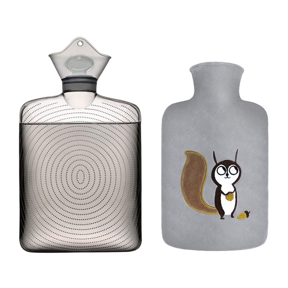 TONGMO Botella de agua caliente con bonita funda, capacidad de 1,8 l, botella de agua caliente ecológica, no requiere electricidad, productos suaves, cálidos, protección de pies, protección contra el