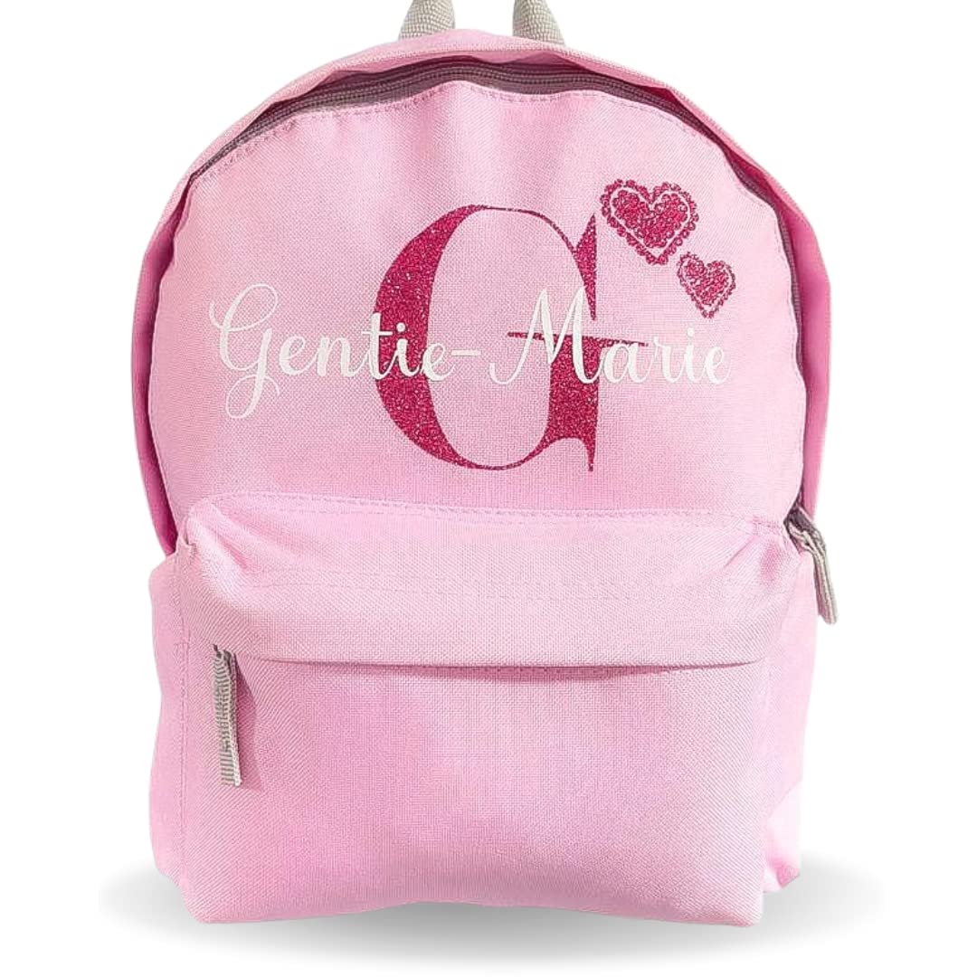 Initial Name Personalised Backpack - Glitter Custom Cursive School Bags ...