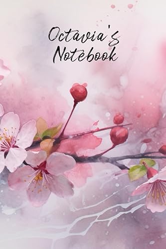 Octavias Notebook Personalized Diary Journal for Octavia, Cute Apple Blossom Diary, 6"x 9" 160 Lined Pages