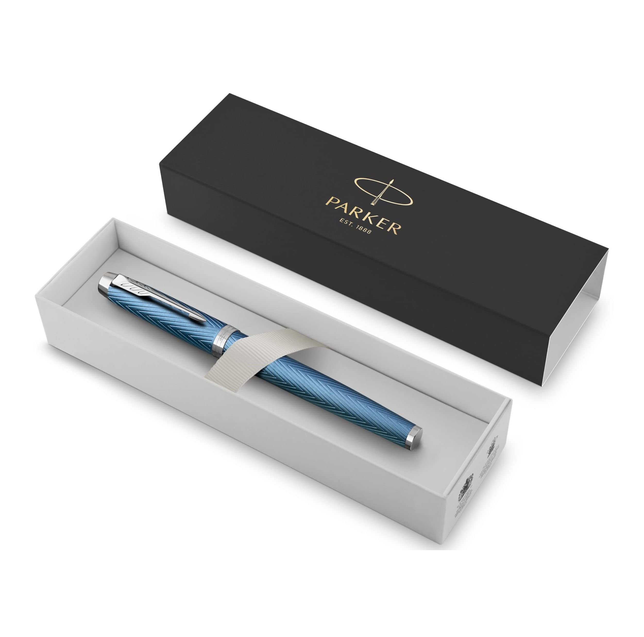 Parker IM Vulpen | Premium Warm Zilver | Fijne penpunt met blauwe inkt navulling | Geschenkdoos