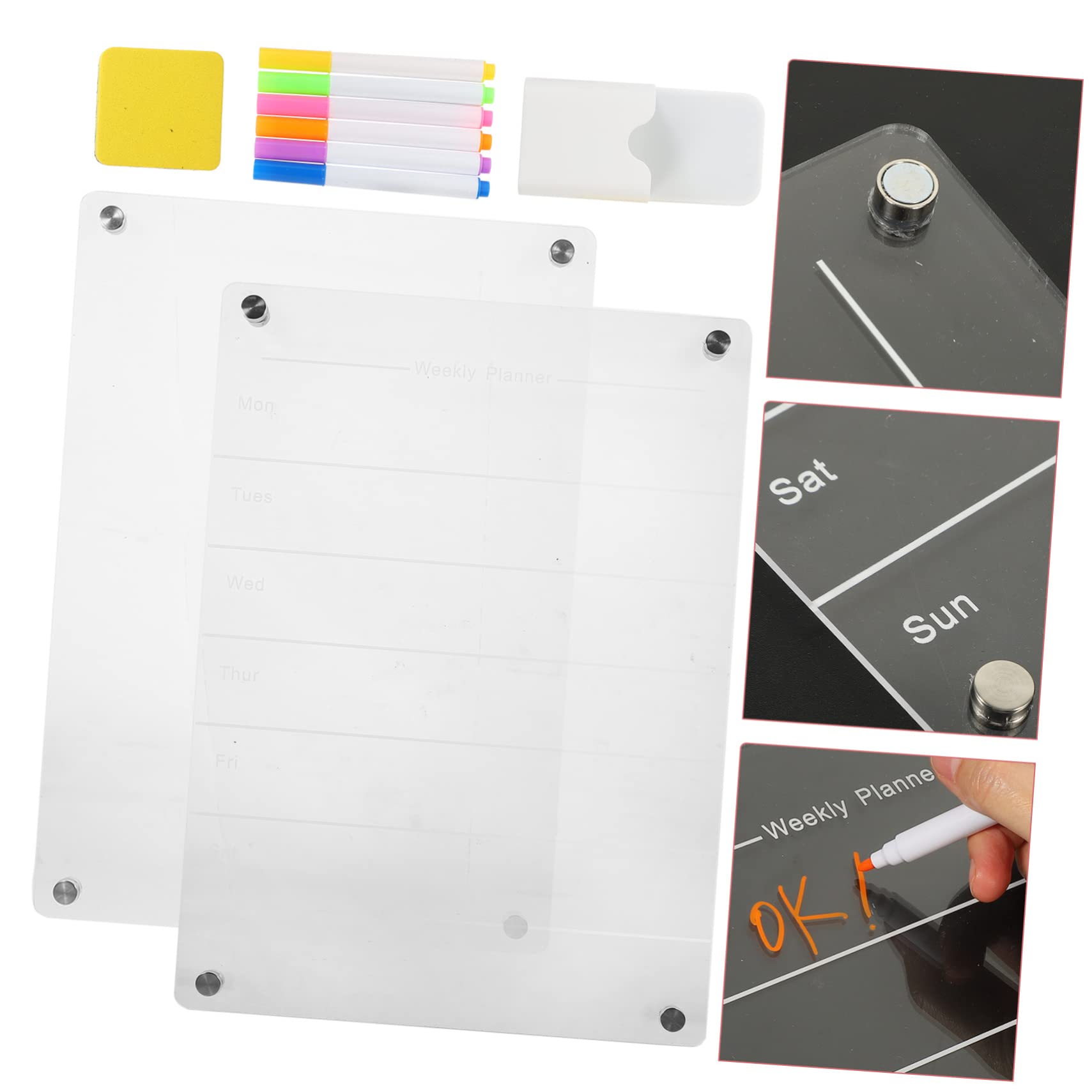NUOBESTY Tablica Magnetyczna Na Lodówkę 35 Cm X 25 Cm Akrylowa Praktyczna Suchościeralna Do Codziennej Organizacji