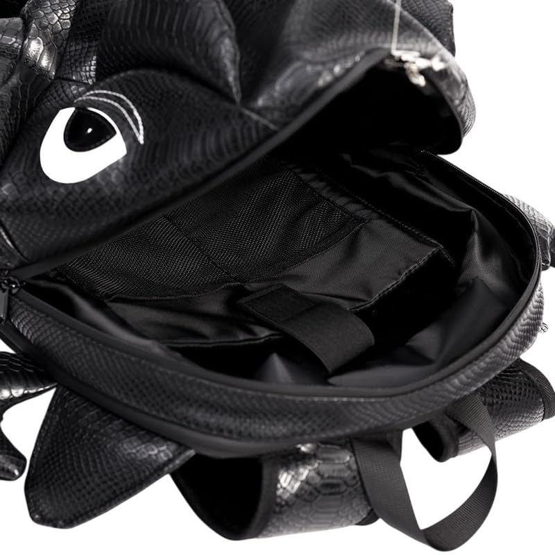 RudraRidez Universal Bike Black Lizard Backpack, Faux Leather, Spiked Design with Adjustable Straps Monster pulsur 150DTS-I Type 2 1