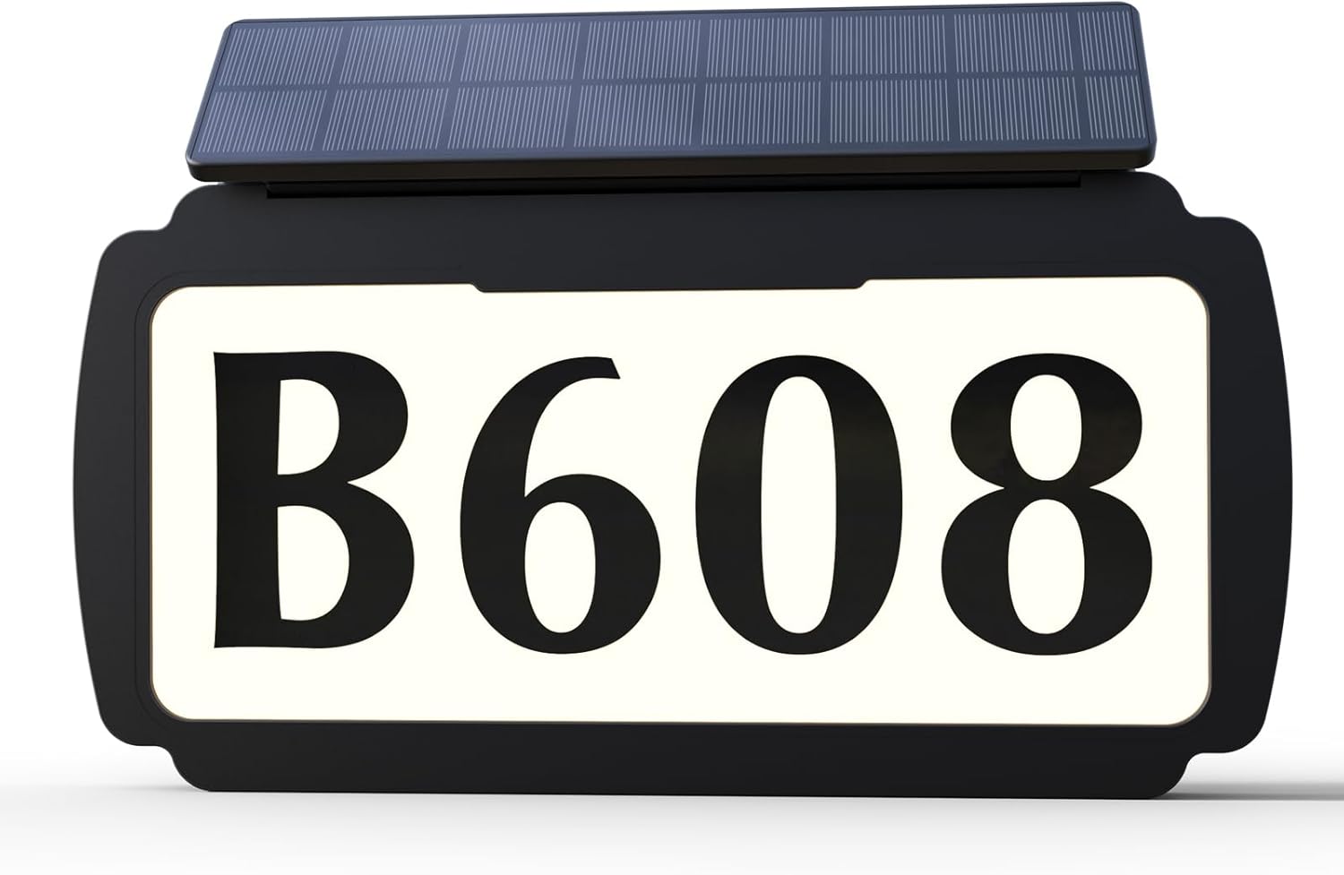 Solar Powered House Number Light, IP54 Waterproof LED Address Sign with Light Sensor, 2000mAh Battery for Outdoor Use, No Mailbox Mounting Option, Without Straight Pole