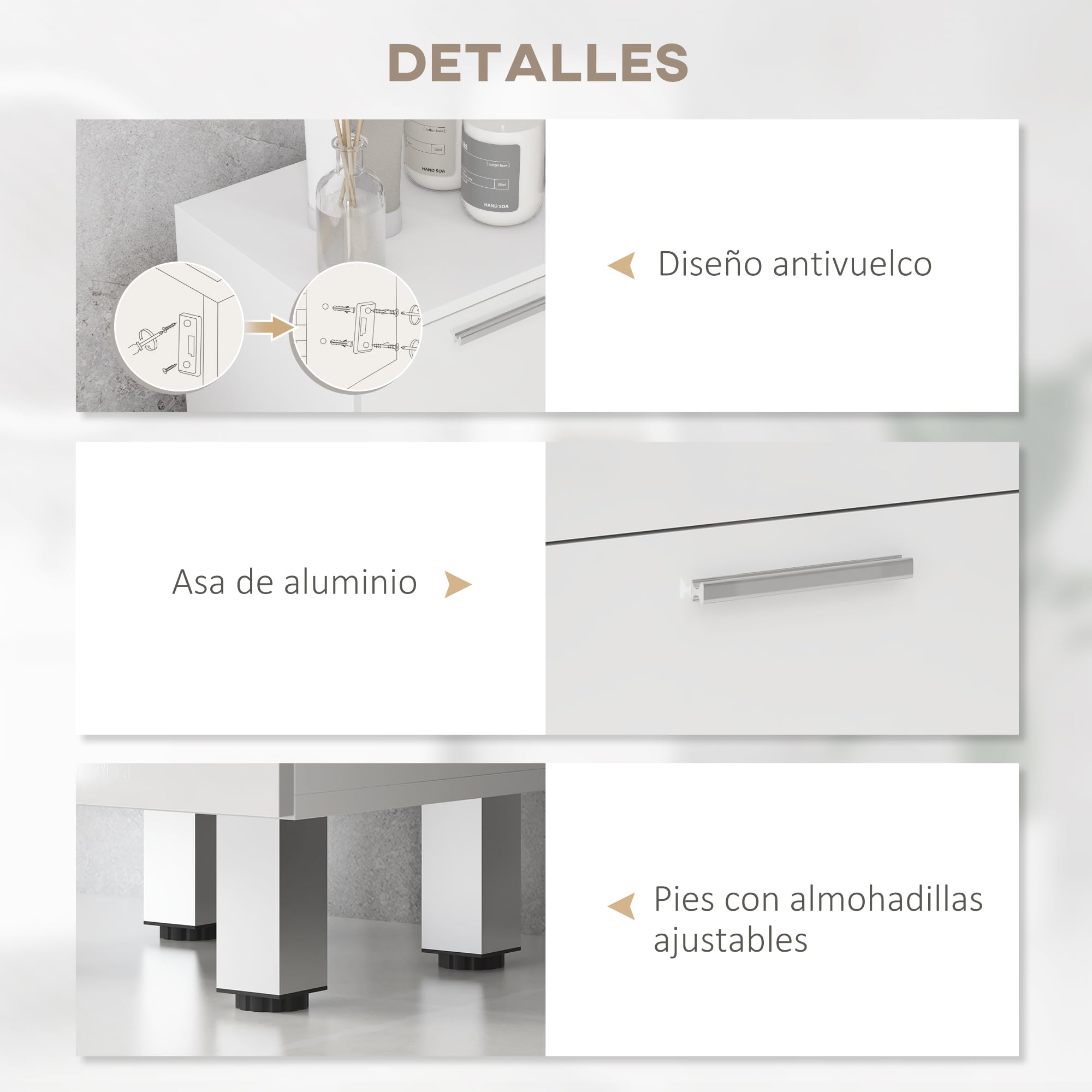 kleankin Mueble Auxiliar Baño Moderno 4 Patas 30x30x93 cm Blanco Brillante | Armario de Baño, 4 Cajones, Mueble de Almacenaje, para Salón Dormitorio, Antivuelco, Carga 30 kg, Pequeño