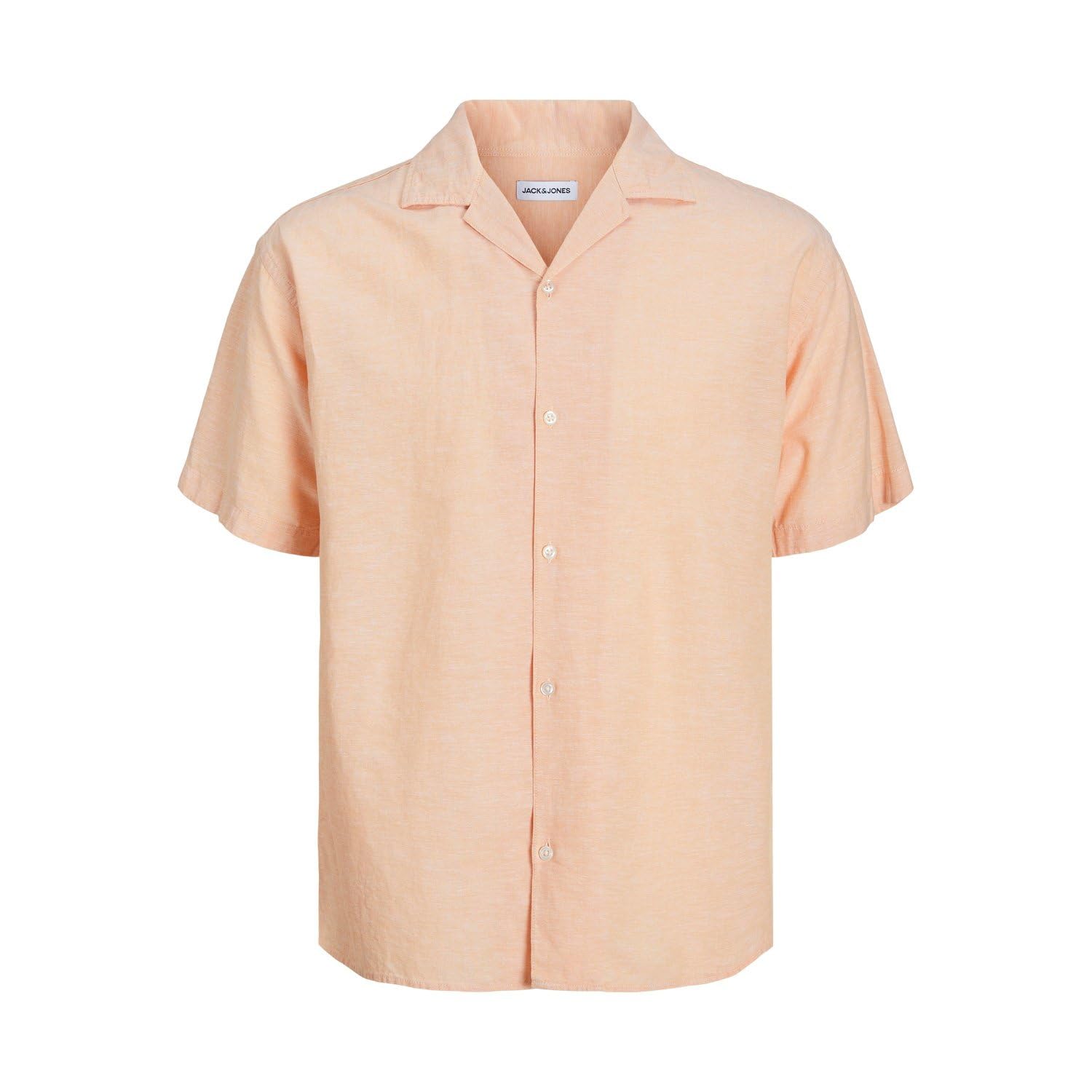 JACK & JONES Linen Resort Shirt Medium (Orange)