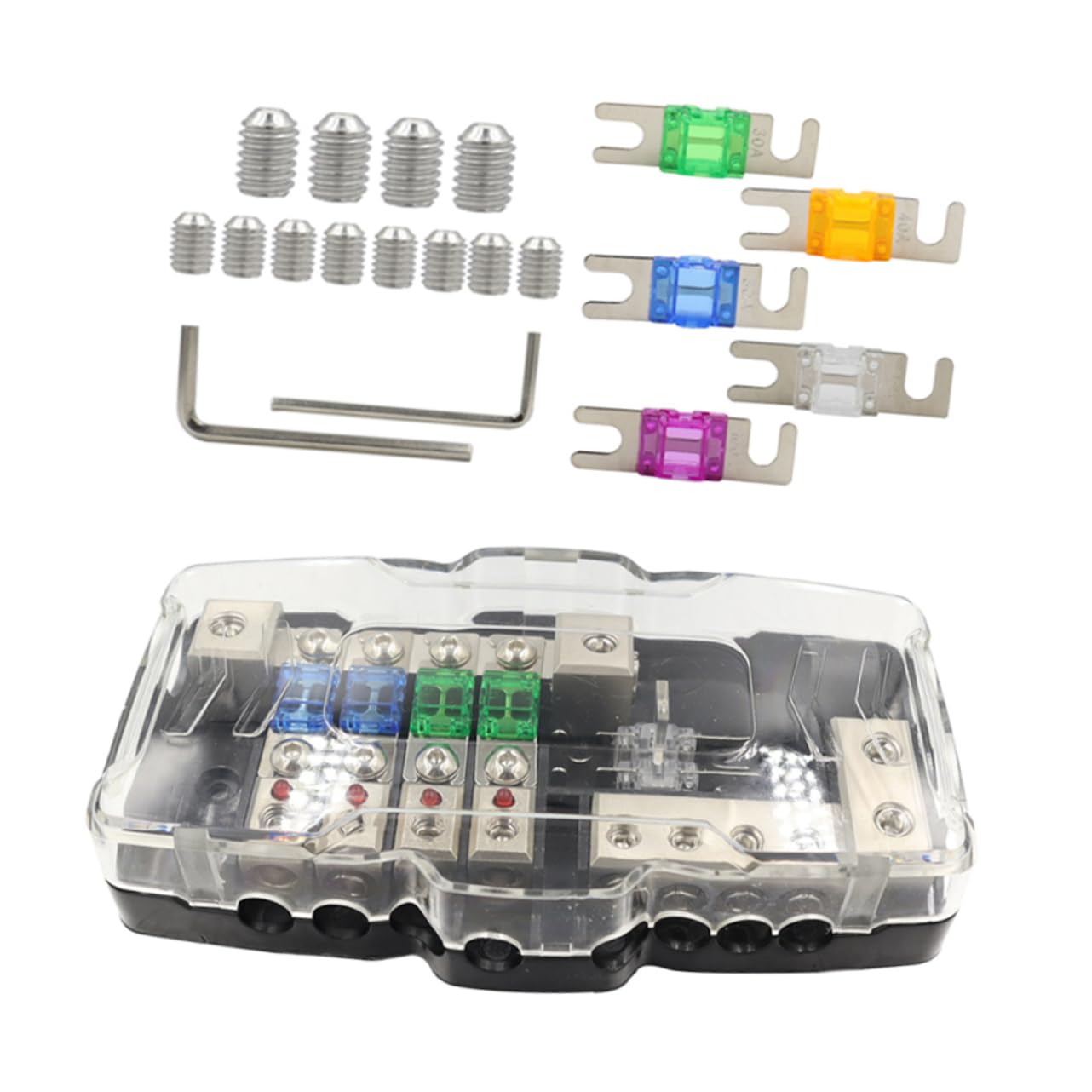 Ciieeo Multi-Function Fuse Block LED Light 30A/60A Fuse Box 2 Spare 80A for Automotive and Marine Use