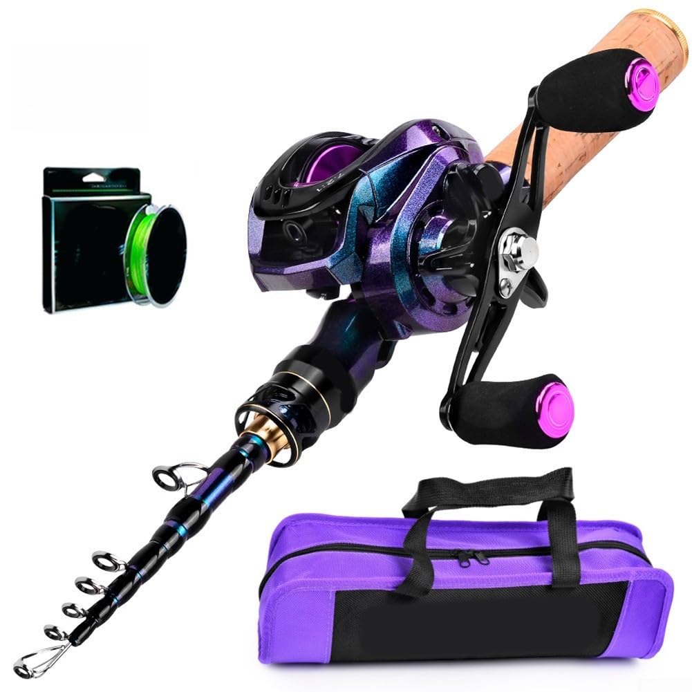 Canna da pesca telescopica e mulinello per combo per mare, barca, surf, casting, acqua salata, set di esche d'acqua dolce