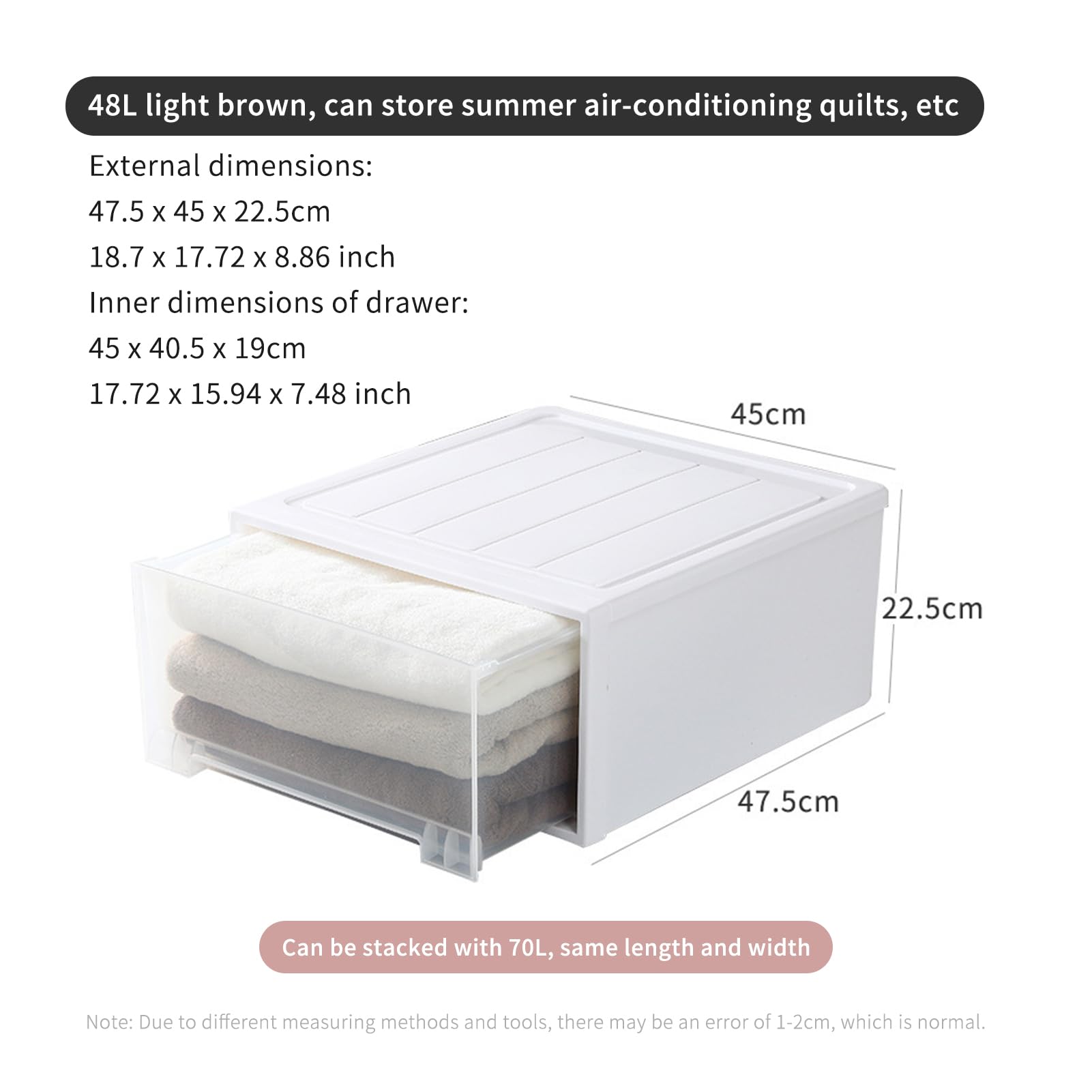 Cajones de almacenamiento para ropa, cajones de almacenamiento apilables de plástico con diseño transparente para organizar manualidades de oficina y artículos del hogar, 5,5 L