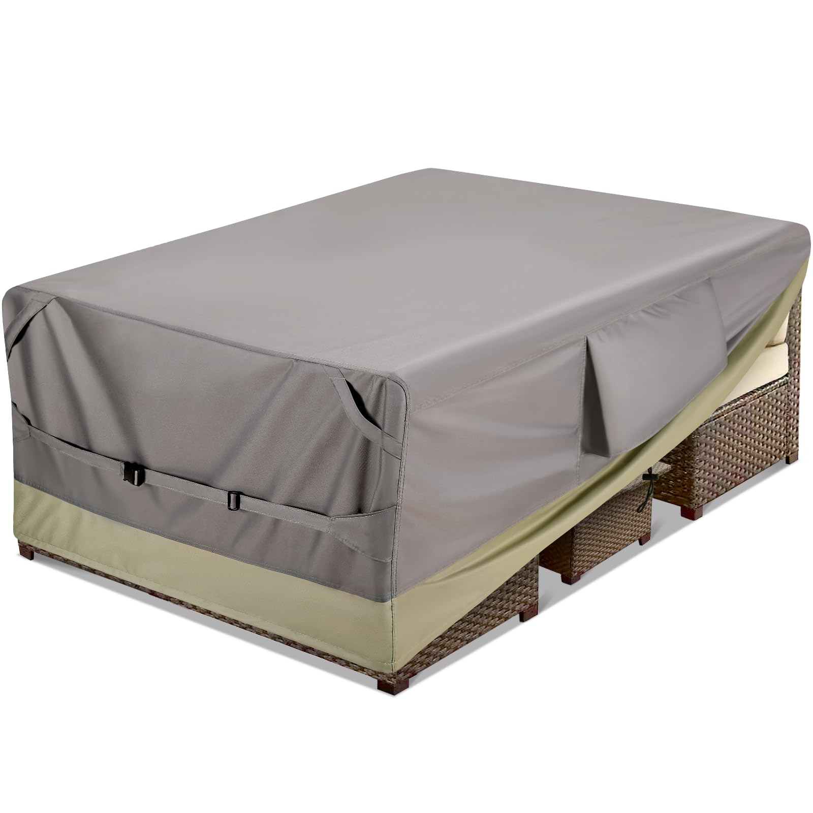 KylinLucky Outdoor Patio Furniture Set Covers 126 x 63 inch Waterproof Weatherproof Square Cover, Heavy Duty 600D for Outside Dining Table and Chairs fit 10 x 5 ft, 120 x 60 inch