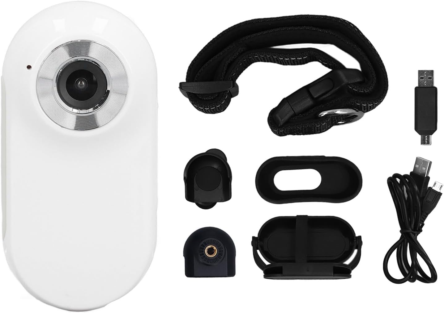 1080p Cat Camera with 120° Lens, Adjustable Magnetic Pet Collar Cam for Outdoor Use, OTG Connection, Perfect for Pet Sports Recording White