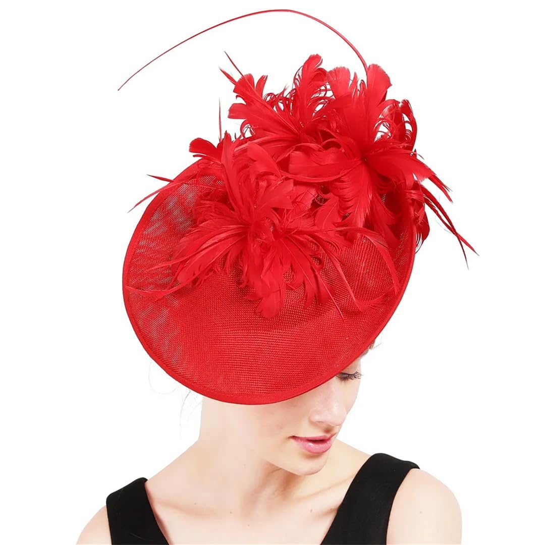 Cappello da donna in lino acrilico Fascinators modisteria cappello a tesa larga Fedora per festa di nozze chiesa