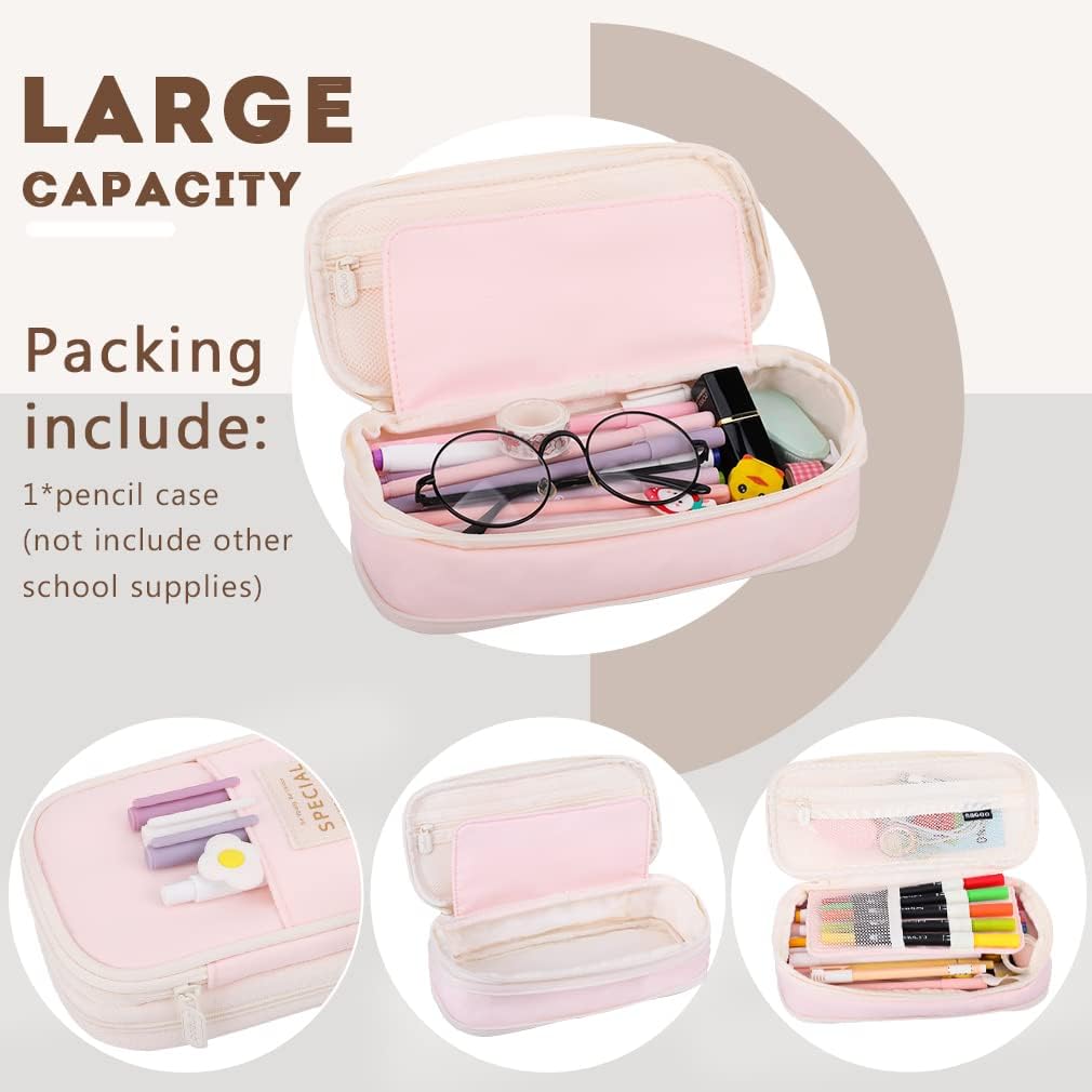 iSuperb Foldable Pencil Case Zipper Big Capacity Aesthetic Canvas Pencil Pouch Compartments Stationery Organizers Pen Bag for Kids Girls Boys Teen Child Student School Supplies Makeup Bags