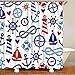 XCBN Chic Nautique Ancre Roue Bleu Marine Rideau de Douche Moderne océan Salle de Bain Rideau décor à la Maison A3 180x180 cm