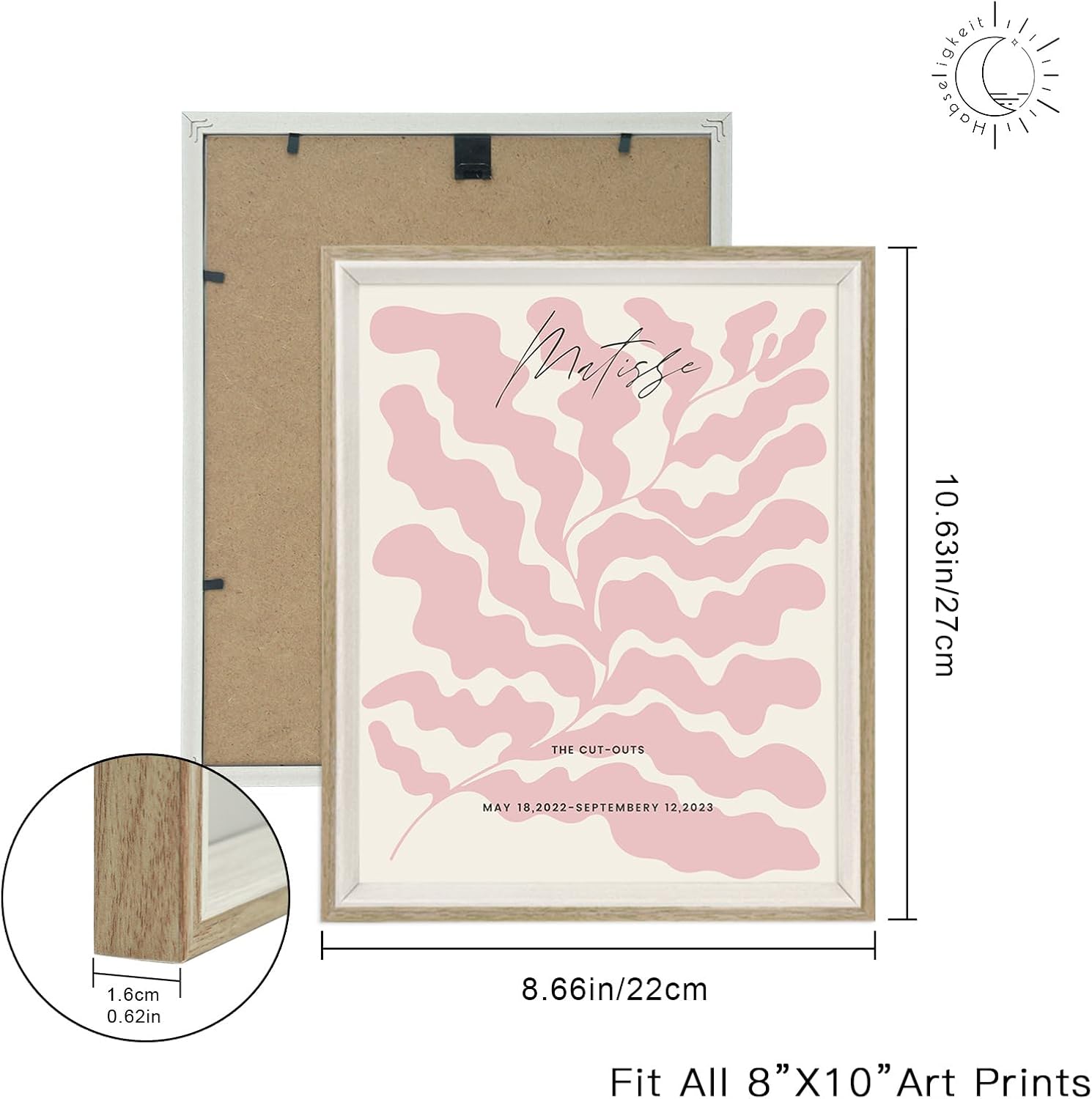 Habseligkeit Pink Matisse Wall Art Prints, Abstract Wall Art Exhibition Posters, Vintage Wall Art Prints, Retro Room Decor for Girl's Bedroom 8x10 inch, Framed