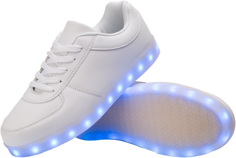KOLHIT Adult LED Shoes USB Charging Luminous Mens Womens Light Up Sneakers White