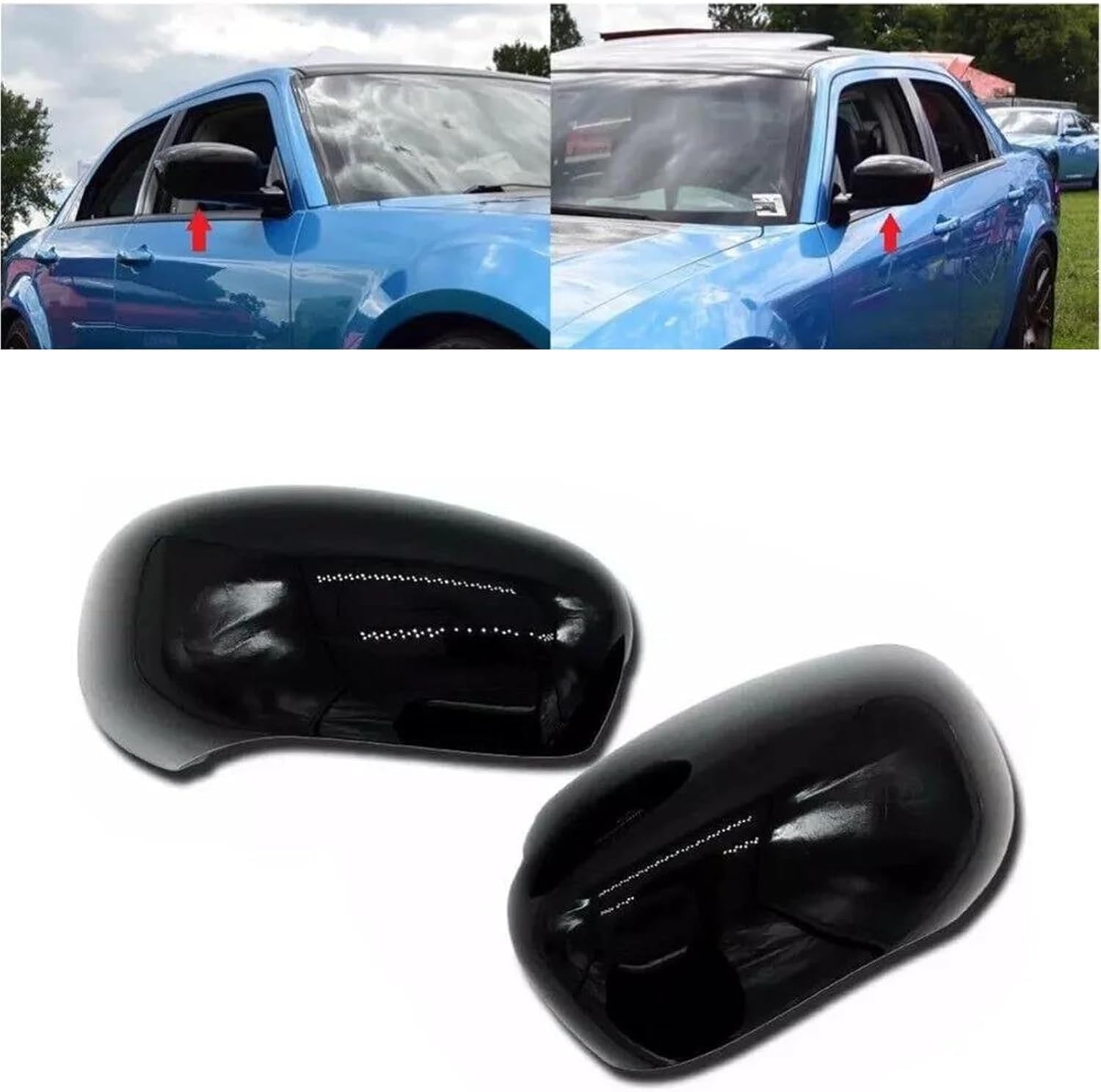 Car Rearview Mirror Cover, for Chrysler 300 300C, for Dodge, for Magnum, for Charger 2005-2010 Car Sticker Rearview Side Mirror Cover Wing Cap Trim Wing Mirror Cover