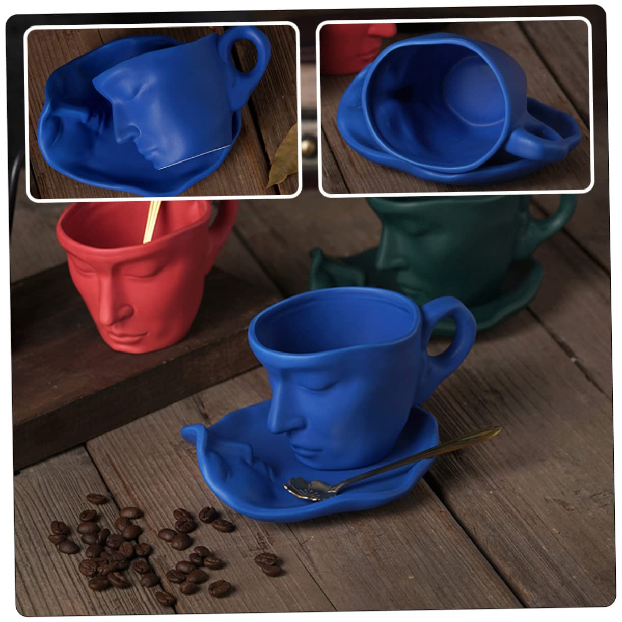 Mikinona Espressotassen-set Aus Keramik Mit Untertasse Teetassen-set Cappuccinotassen- Relief-design Hochtemperaturgebrannt Kratzfest Für Hause Und Büro