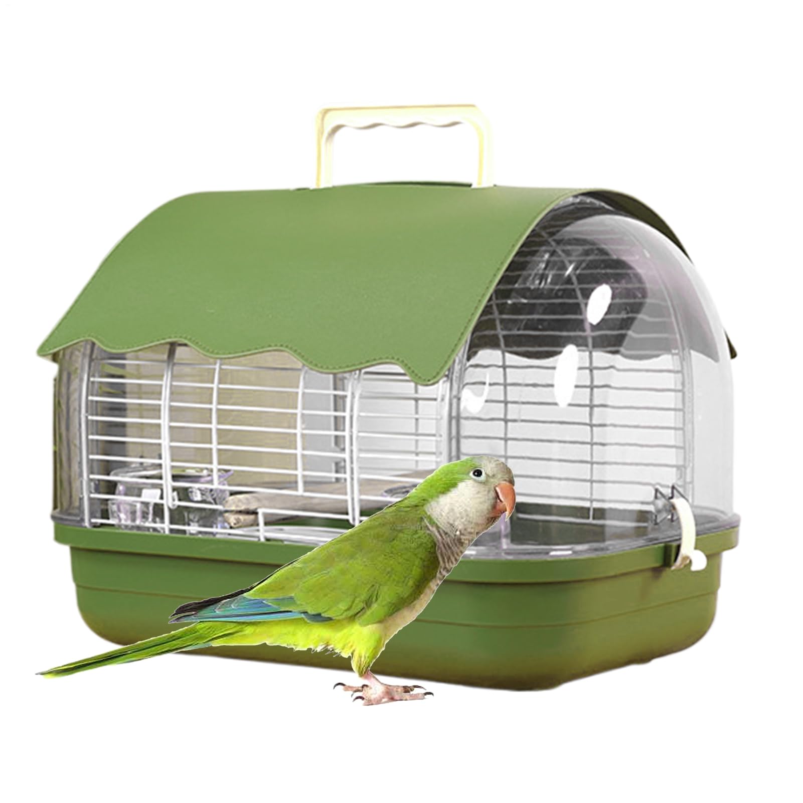 Vogel Reisekäfig Vogelreisebox mit Griff | Vogelkäfig Mit Rundum Blick Geeignet Für Conure Nymphensittich Kanarie Unzertrennlicher Fink Wohnzimmer Balkon Außenbereich
