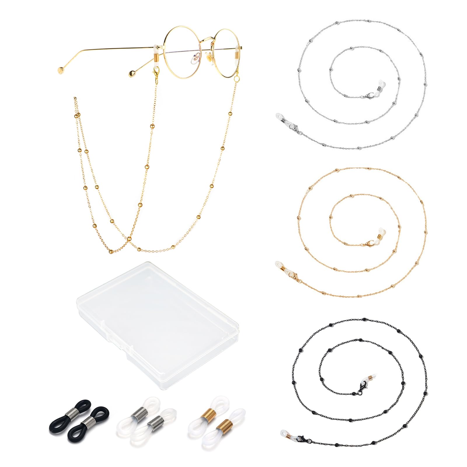 Lapanjuor Eyeglass Chain for Women Stylish Stainless Steel Glasses Strap for Men Women Eye Glasses Holders Around Neck
