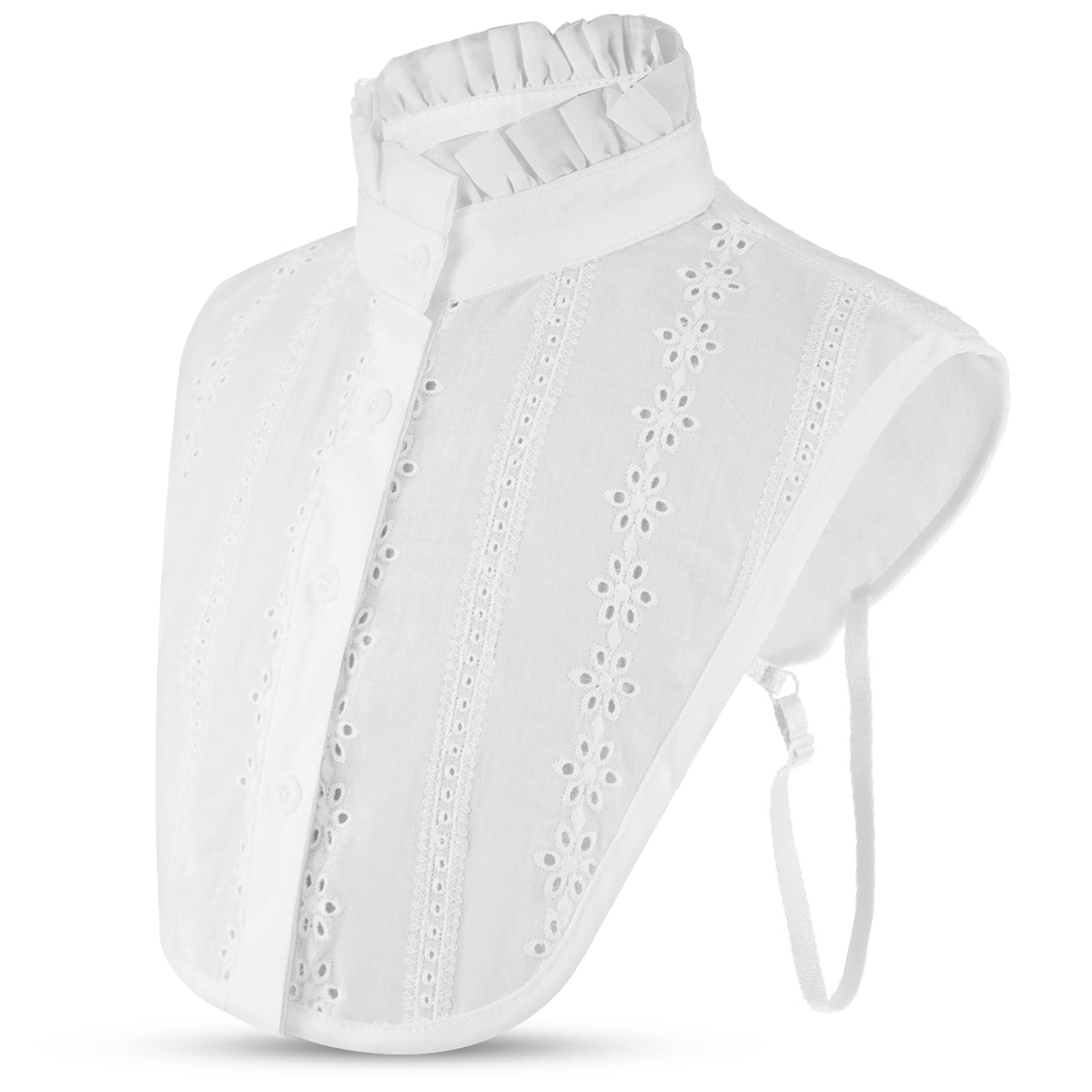 GeyogaWomen's Detachable Lace Collar False Lapel Choker Necklace Shirt Ruffle Blouse Collar Fake White Victorian Mock Neck Top for Sweaters Collarless Dress