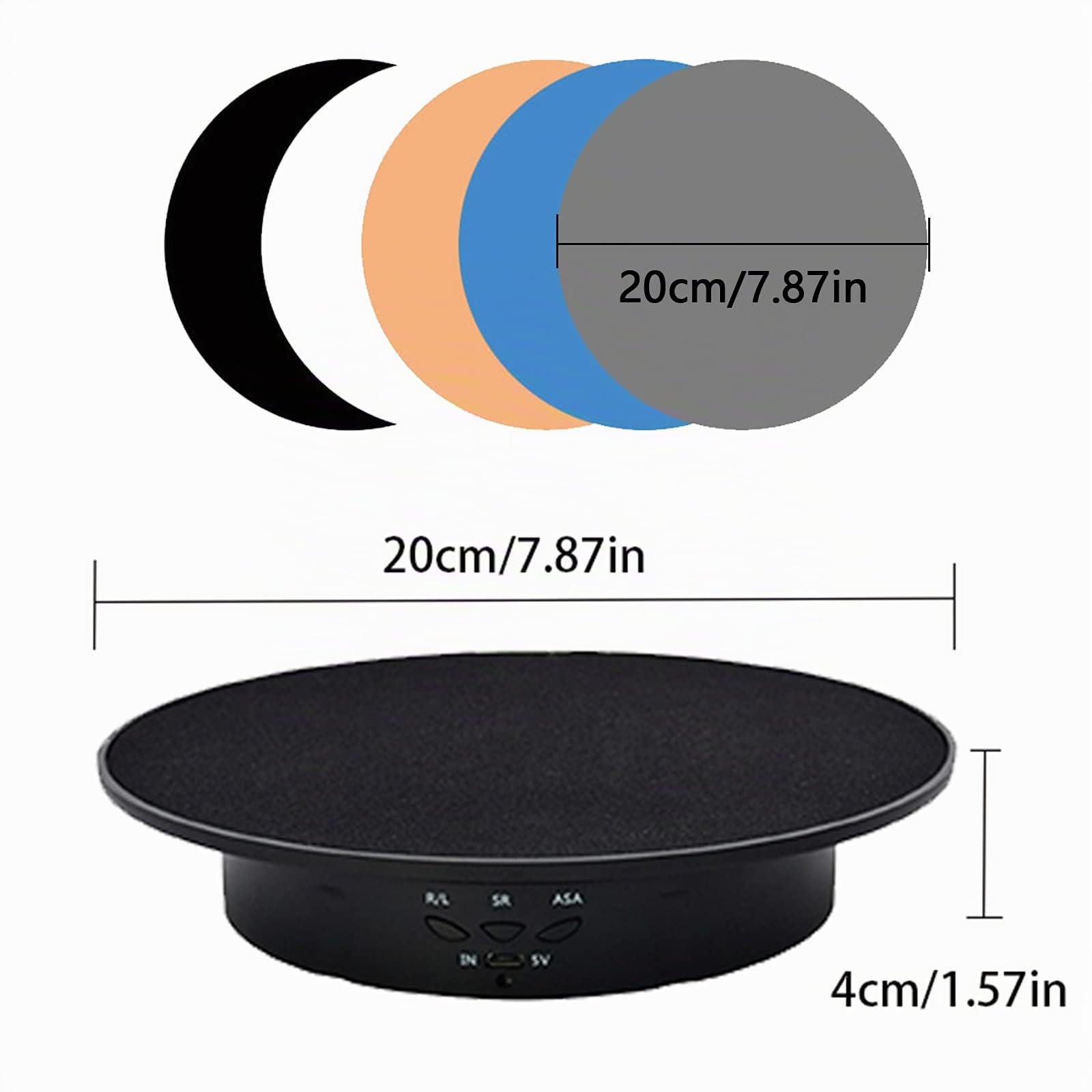 Tourne-disque électrique rotatif, support d'exposition motorisé rotatif réglable à 90° et 180° pour la photographie, la vidéo en direct, avec vitesse et direction réglables, avec 5 fonds