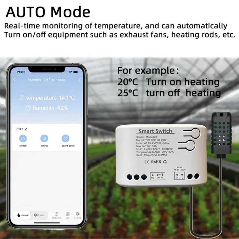 Tuya Smart Life WiFi Commutateur Relais Température Humidité Surveillance Thermostat Capteur Passif Contact Sec AC 85-250V
