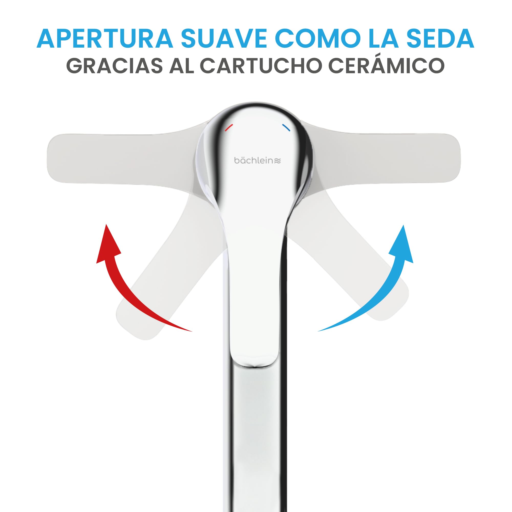 Bächlein Grifo de Cocina Giratorio 360 Grados (Cromo)- Mezclador Monomando de Fregadero Cromado con Caño Giratorio 360°, Grifo Para la Cocina en Diseño Extra Sólido