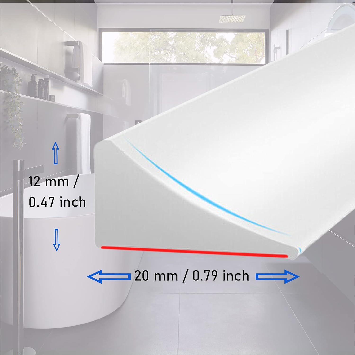 Collapsible Shower Countertop Washbasin Threshold Water Dam Flood Water Barrier for Retention System Keeps Water Inside Threshold Dry and Wet Separation Bathroom Toilet 72In L-Shape - - 
