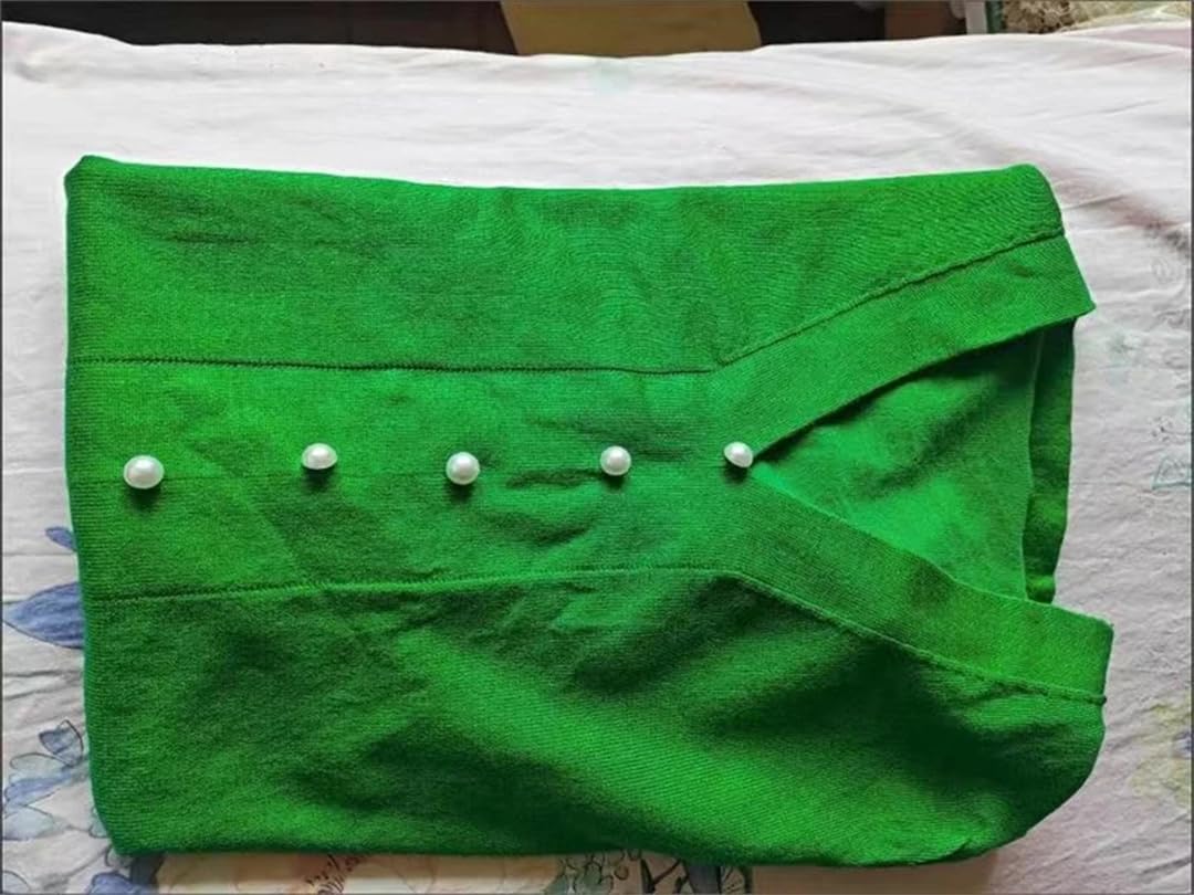 Hauts d'été en tricot à boutons perlés pour femme Col en V Slim Tricoté Décontracté