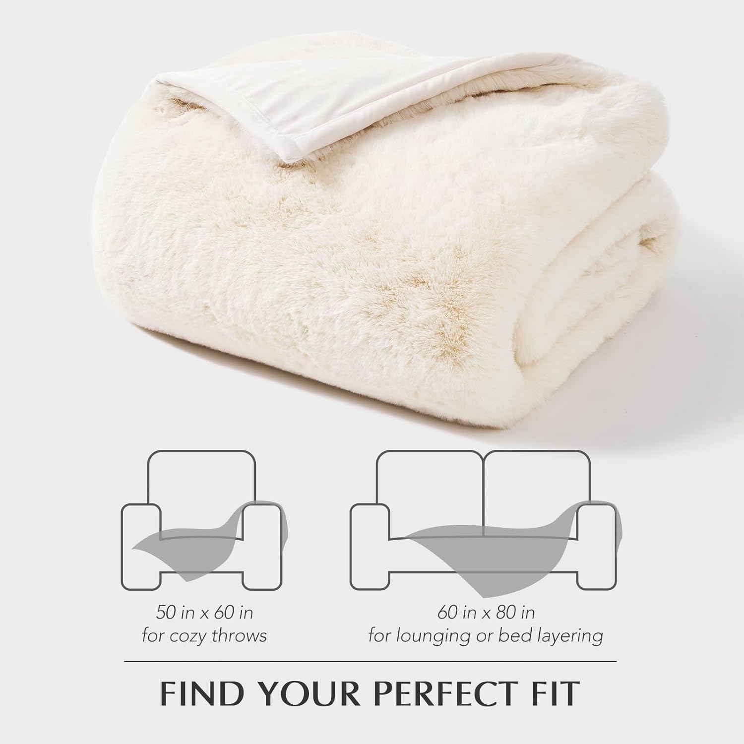 EVERGRACEHOME Luxury Soft Faux Chinchilla Fur Throw Blanket for Couch, Warm Thick Heavy Winter Throw Blanket 1220GSM for Bed, Fluffy Cozy Mink Blanket with Reversible Velvet, Arctic White, 50"x60" - Image 9
