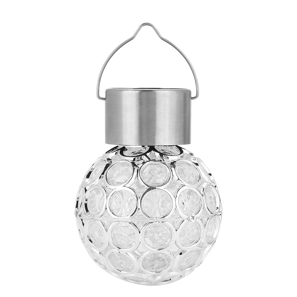 Hanging Solar Lights Outdoor,Solar Powered Waterproof Globe Lighting,Colorful Crackle Glass Globe Ball Shaped,Outdoor Landscape Color Change LED Lamp Walkway Light (Pure White)