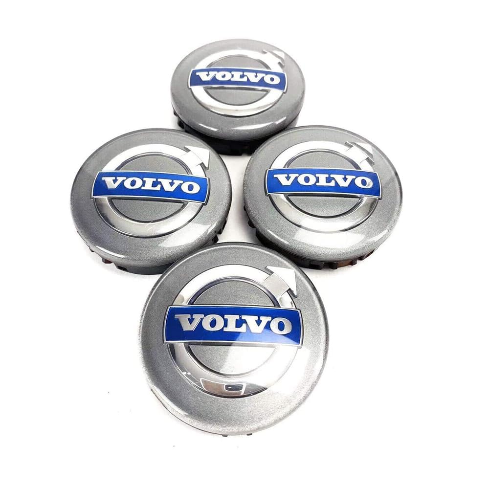 4 Pezzi Auto Coprimozzi per Volvo C70 S40 V50 S60 V60 V70 S80 64mm, Antipolvere Impermeabili Coprimozzo Ruota Protezione Adesivi, Auto Cerchioni Decorativo Emblema Accessori