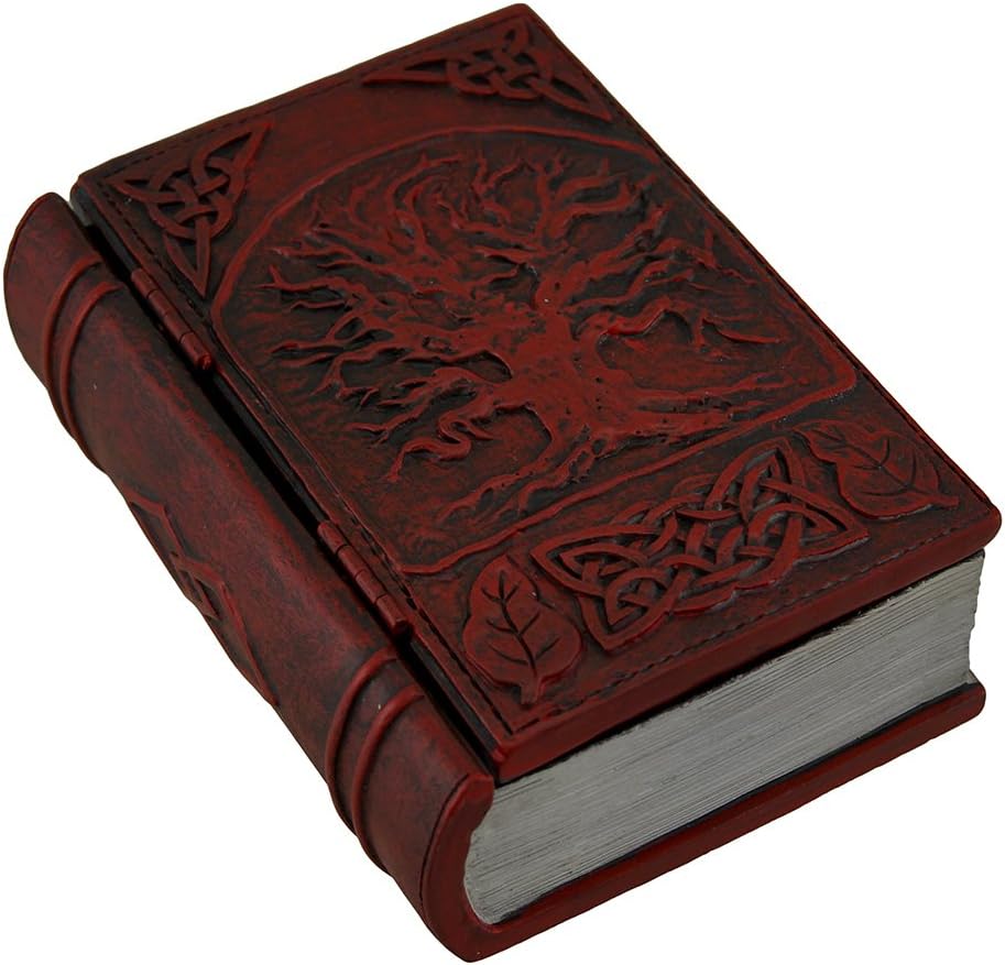 Fantasy Gifts Red Embossed Tree of Life Book Jewelry Trinket Box with Hinged Lid New