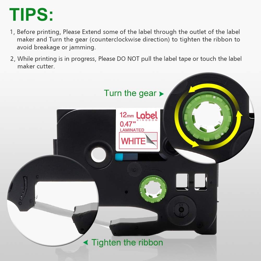 Label KINGDOM Labels Replacement Compatible for Brother P Touch TZe-232 TZ-232 Red on White TZe Label Tape 12mm 0.47 Inch Laminated for PT-D210 PT-D400 PT-D200 PT-H110 Label Maker, 2-Pack - Image 5