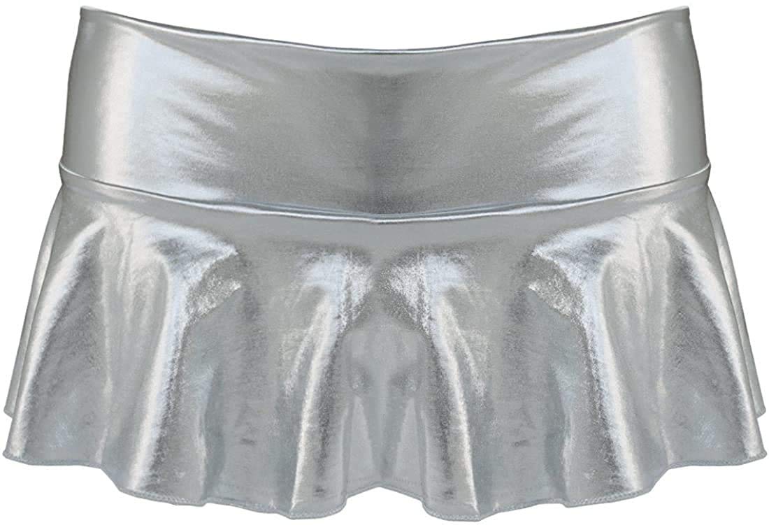 jaanshi Women's Metallic Shiny Faux Leather Sexy Nightclubwear Micro Mini Skirt Dress-picture-54