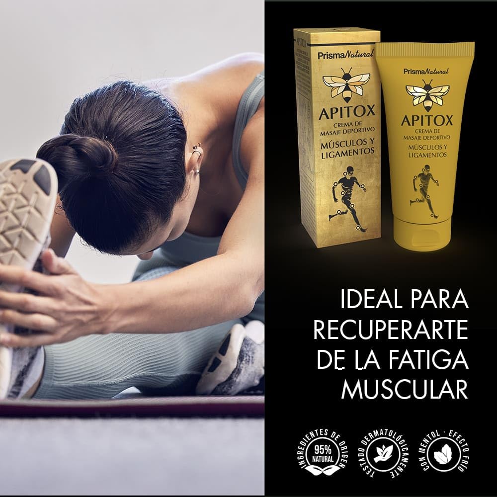 Crema Corporal Apitox de Masaje Deportivo 60 ml – Efecto Frío-Calor – Apitoxina-Like, Mentol y Capsaicina – Textura Ligera y Rápida Absorción – Cuidado Muscular Diario – Prisma Natural