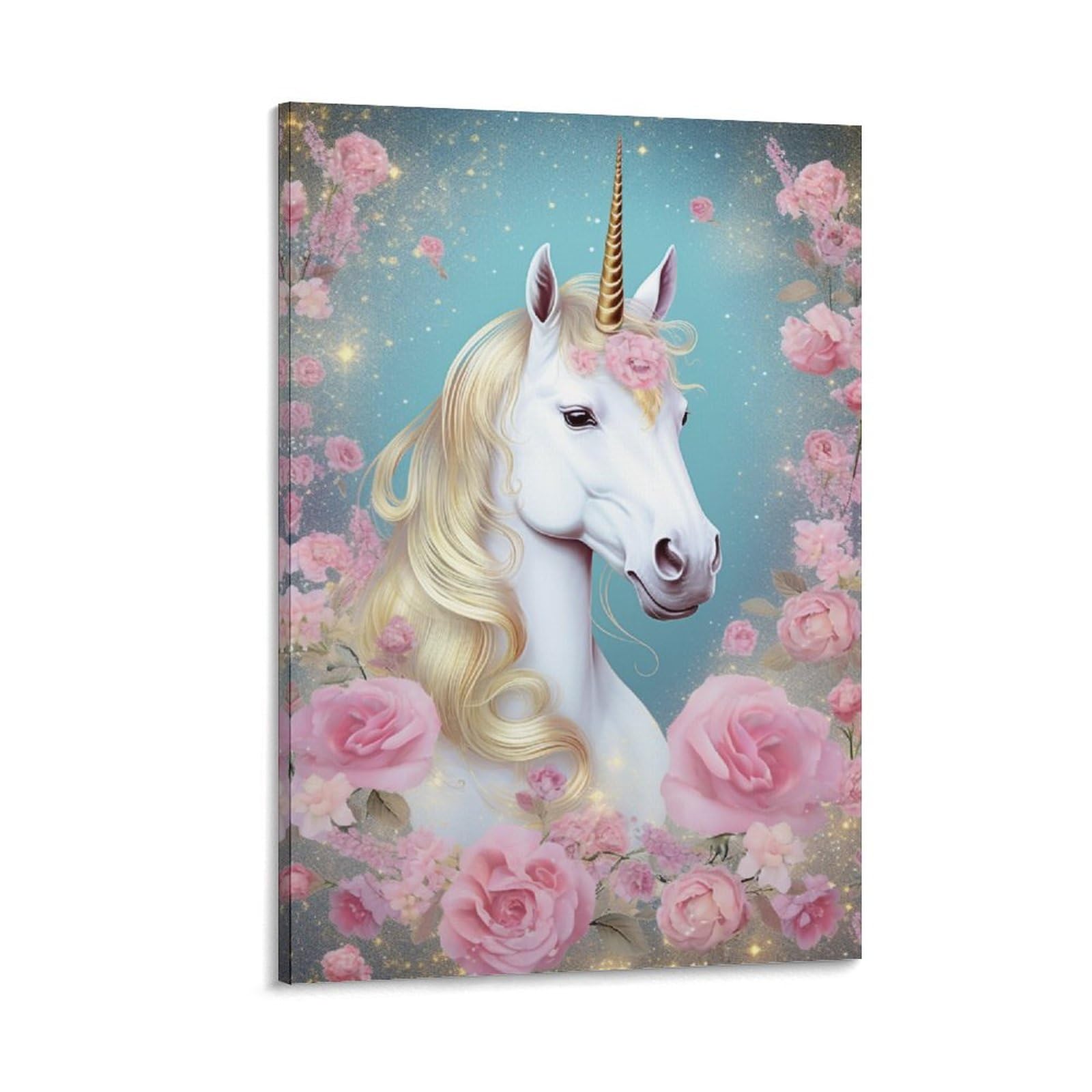 Foccar Frame-Beautiful Unicorn Beautiful Unicorn Wall Art Prints Classical Fantasy Flowers Animals Pictures On Canvas Poster Wall Decor For Bedroom Home Decorations