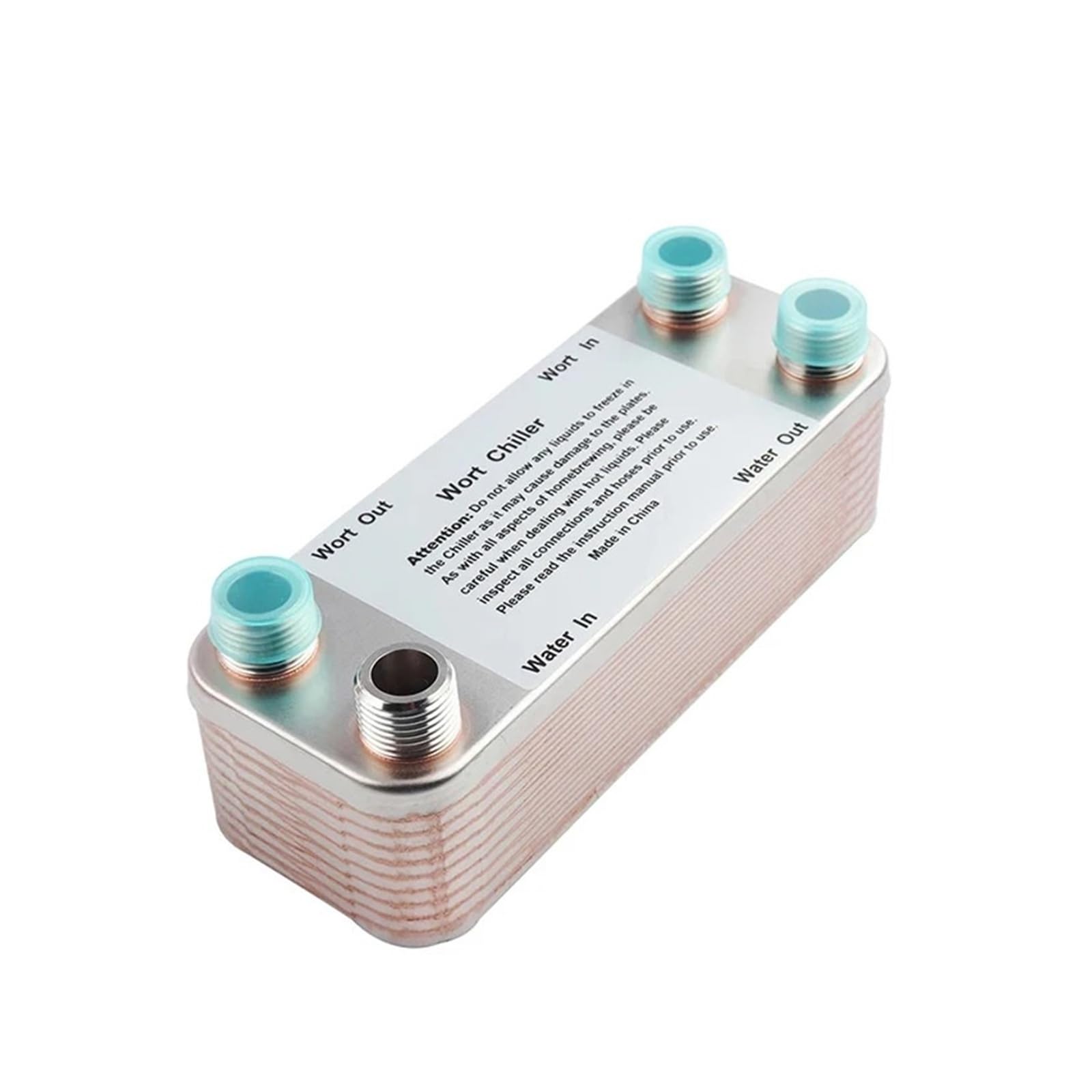 20 Plates Heat Exchanger Wort Chiller, Stainless Steel and Brazed with Copper Counterflow Chiller Home Brew Beer Cooling Tools Multifunctional Usage