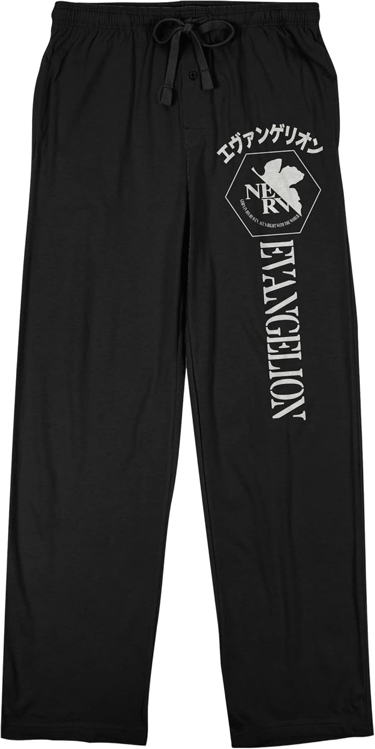 Bioworld Neon Genesis Evangelion Nerv Logo Men's Black Pajama Pants